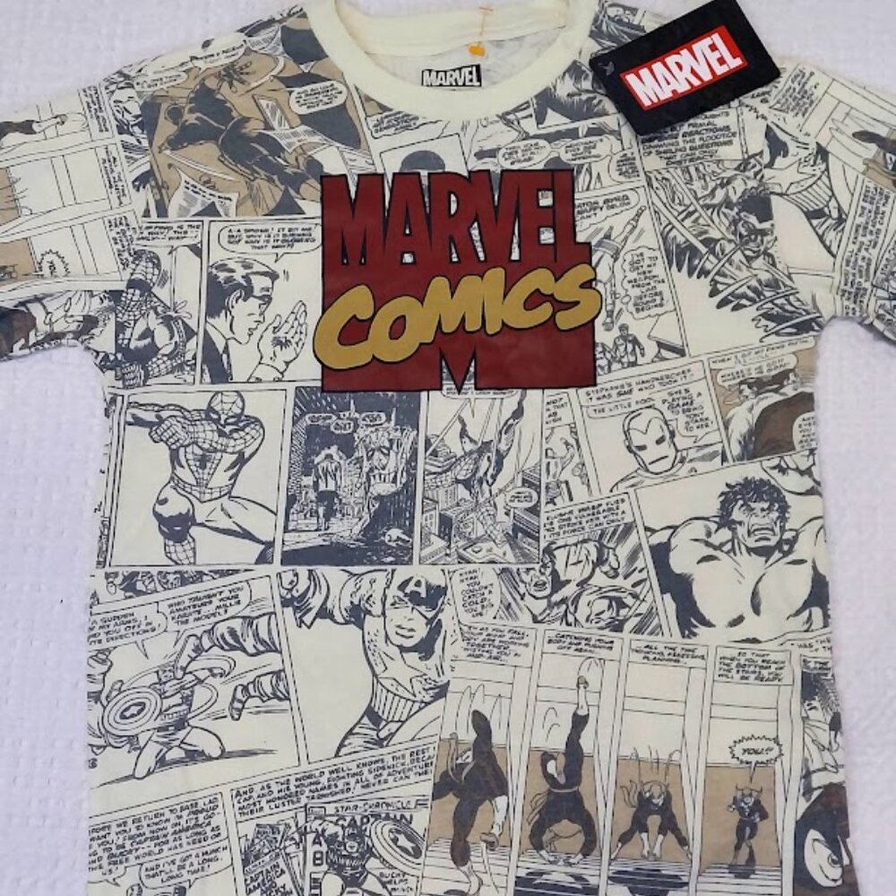 Marvel Comics Youth M 12 T Shirt Hulk Capt America Iron‎ Man Spider Man New